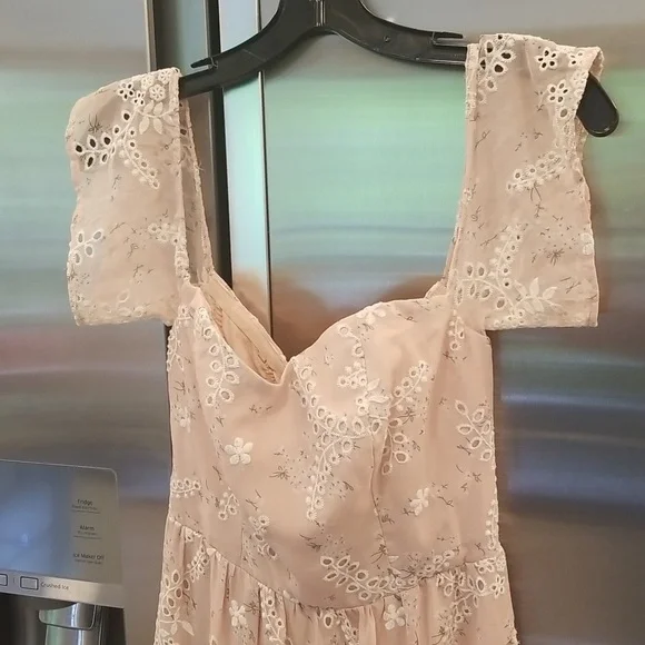 💕DRESS THE POPULATION💕 River Off the Shoulder Tiered Hem Dress ~ Blush XS NWT